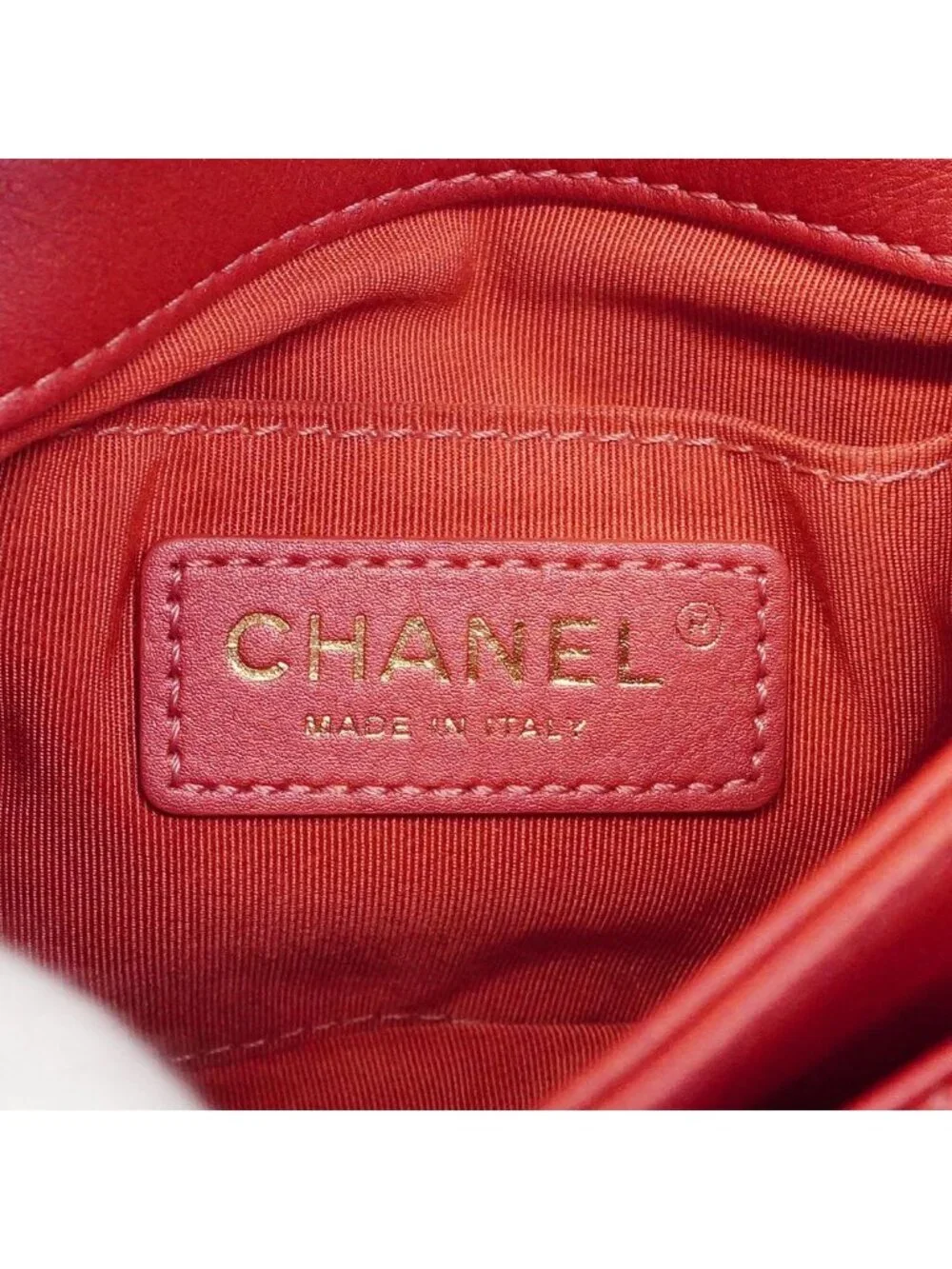 Chanel Handbag Quilted Leather Red Champagne Gold 2-Way